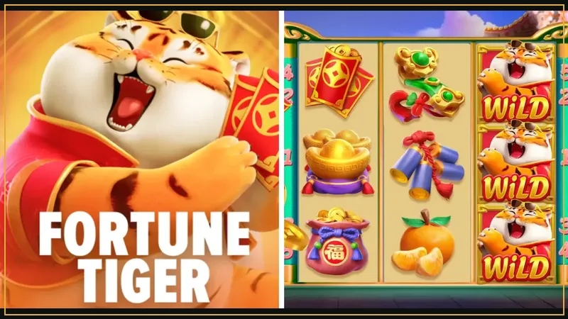 Lucky Golden Tiger holding imperial gold ingots on 3x3 slot reels